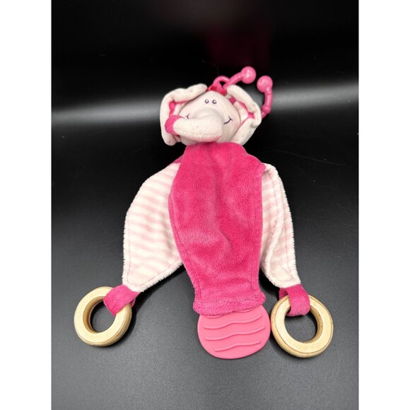 Stephan Baby Elephant Pink Plush Security Blanket Lovey Teether Rings Knot READ - Picture 6 of 16